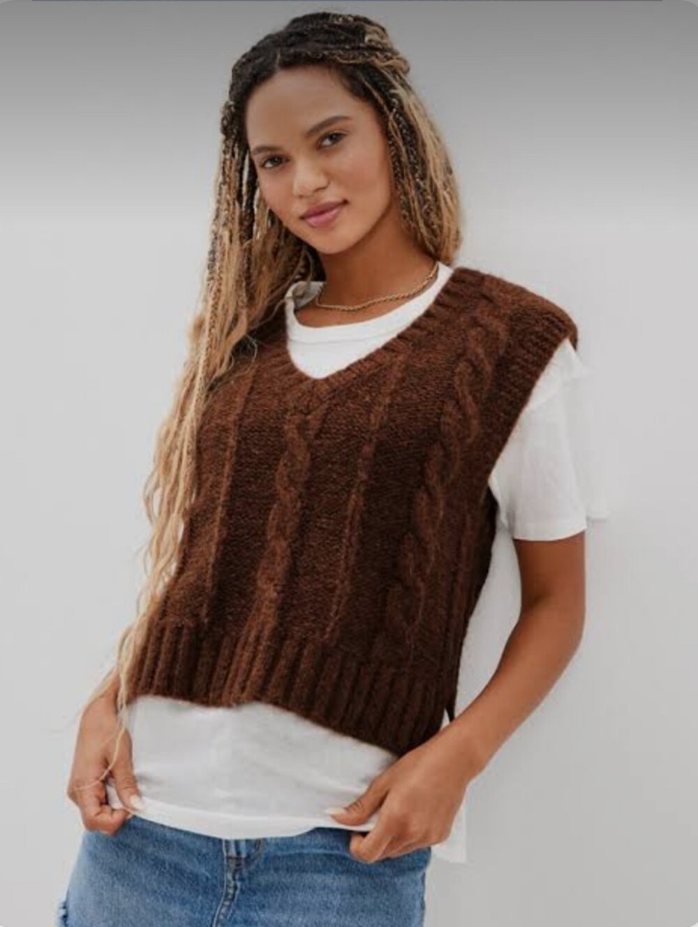 Brown AE Sweater Vest Large